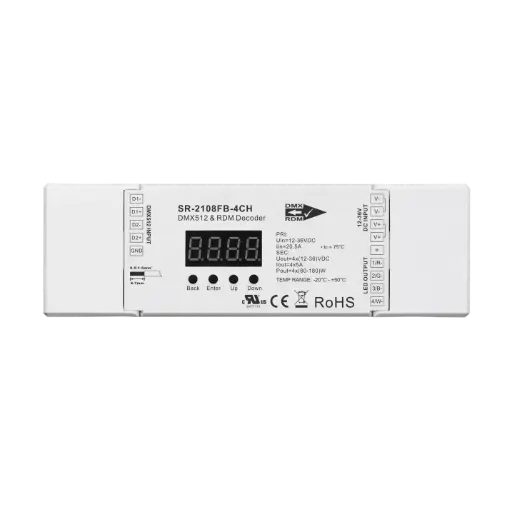[DMXD-4C-HD-SF-WH] DMX512 Decoder - 4 Channels - 8Bit / 16Bit